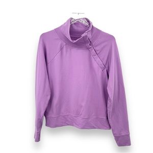 Pact organic cotton blend lavender mock neck pullover snap sweatshirt